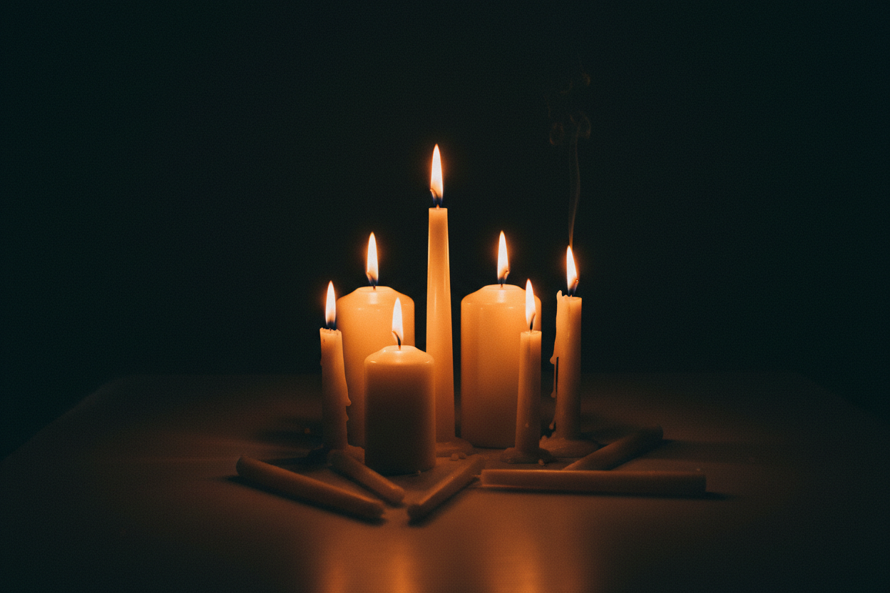 dark background with candles